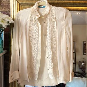 Alice + Olivia Blouse / Victorian / Lace / Silk